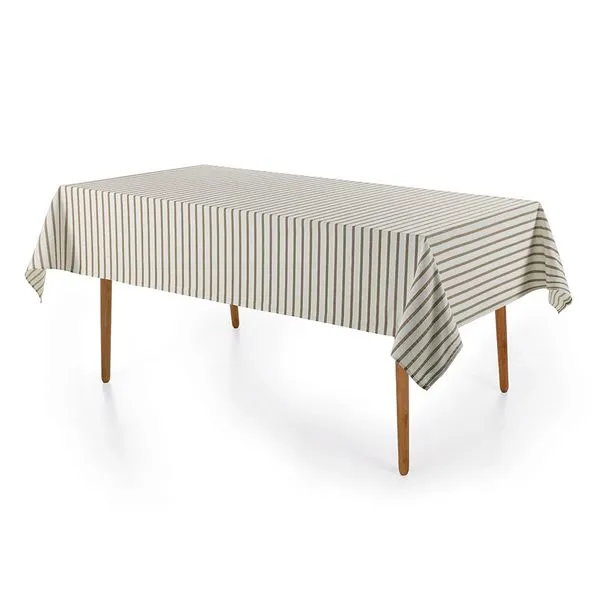 Toalha de Mesa Retangular 8 Lugares Zaira Branco/Verde
