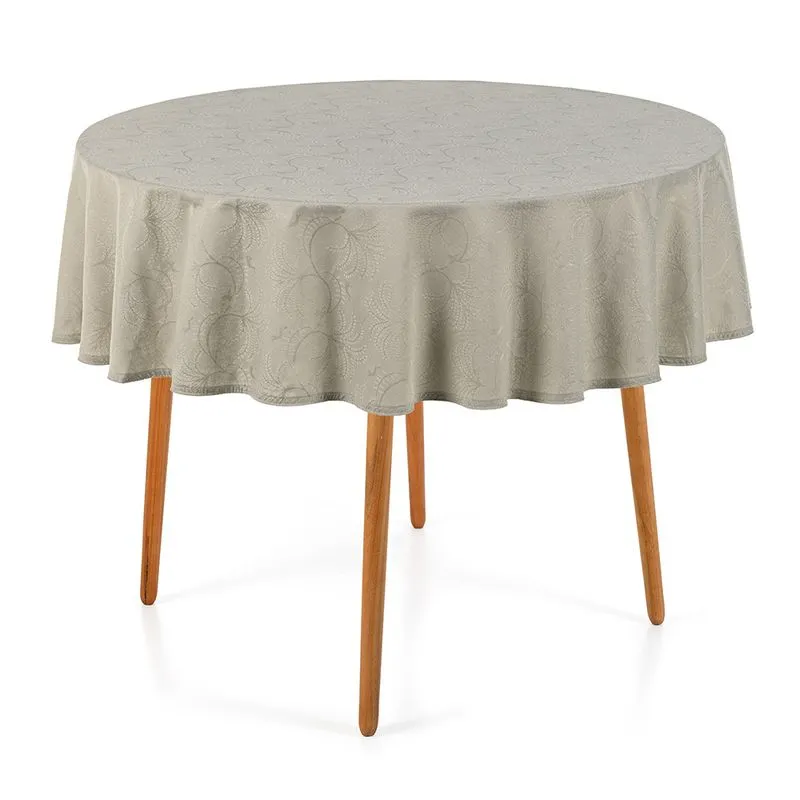 Toalha de Mesa Redonda 4 Lugares Jacquard Melli Cinza