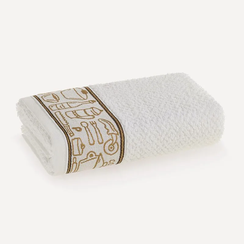 Pano de Prato Felpudo Culinária Branco