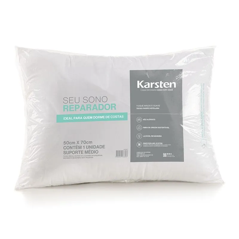 Travesseiro Suporte médio Percal 180 Fios Seu Sono Reparador