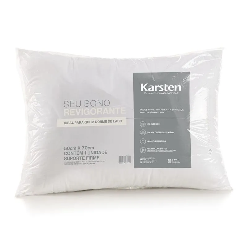 Travesseiro Suporte firme Percal 180 Fios Seu Sono Revigorante