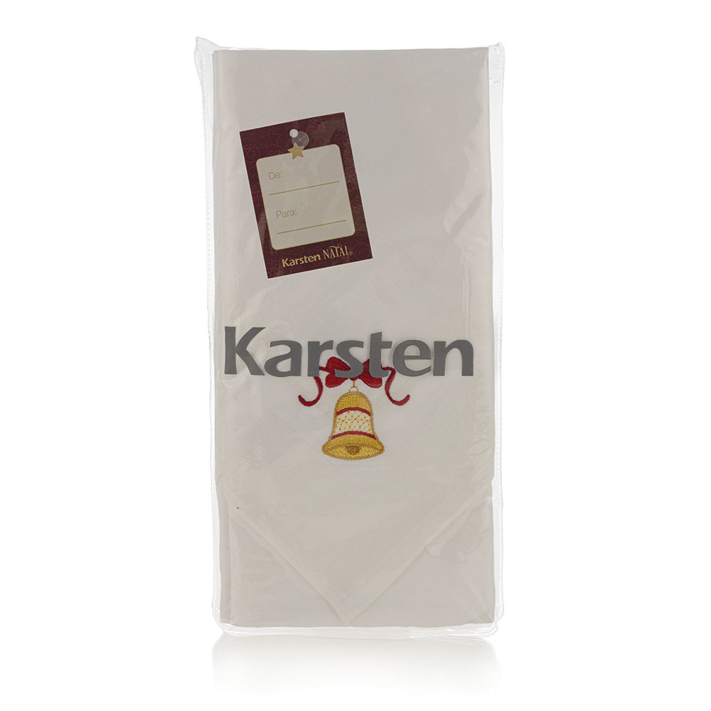 Kit 2 Guardanapos de Natal com Bordado Sinos Branco