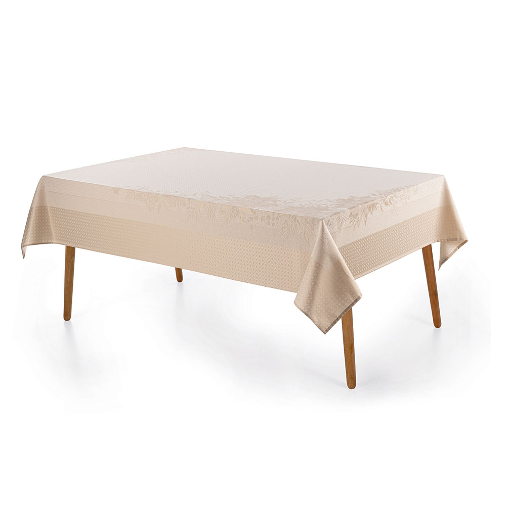 Toalha de Mesa Retangular 6 Lugares Flor do Natal Bege