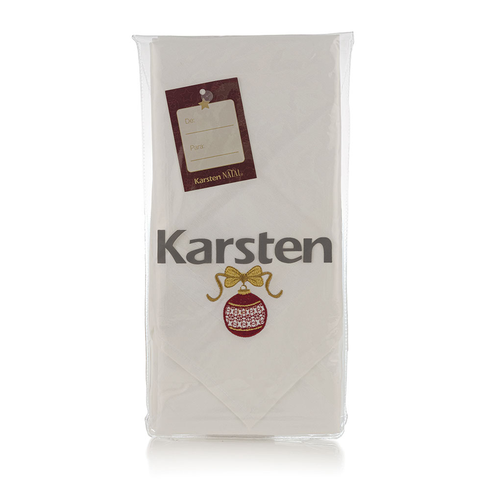  Kit 2 Guardanapos de Natal com Bordado Enfeites Branco
