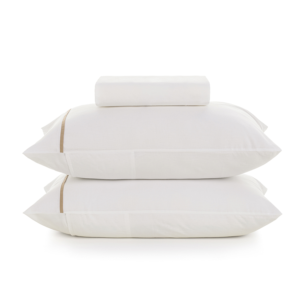  Lençol King com Elástico e Fronhas Noah Branco/Caramelo