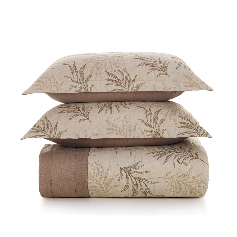 Colcha Casal com 2 Porta-travesseiros 100% Algodão Silas