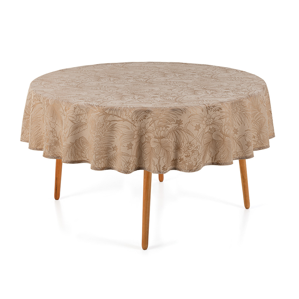  Toalha de Mesa Redonda 6 Lugares Sempre Limpa Aurora Avelã