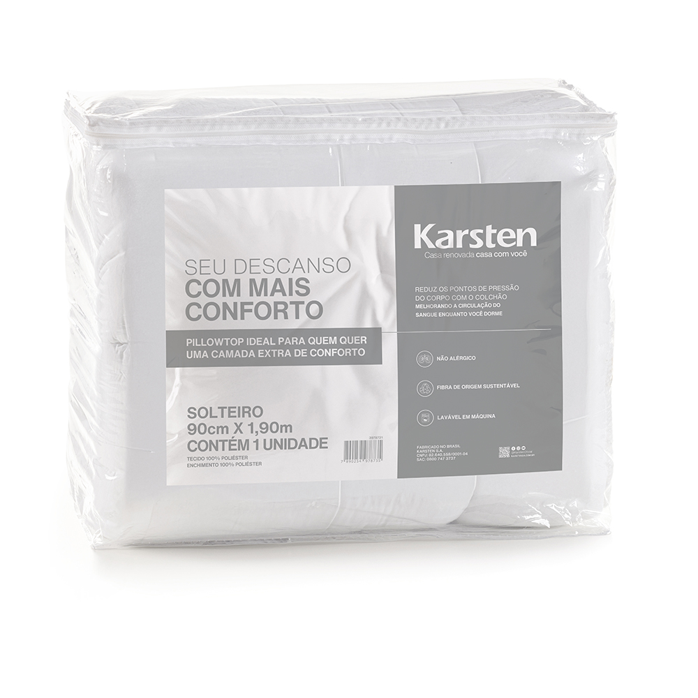  Pillow Top Solteiro 100% Poliéster Conforto