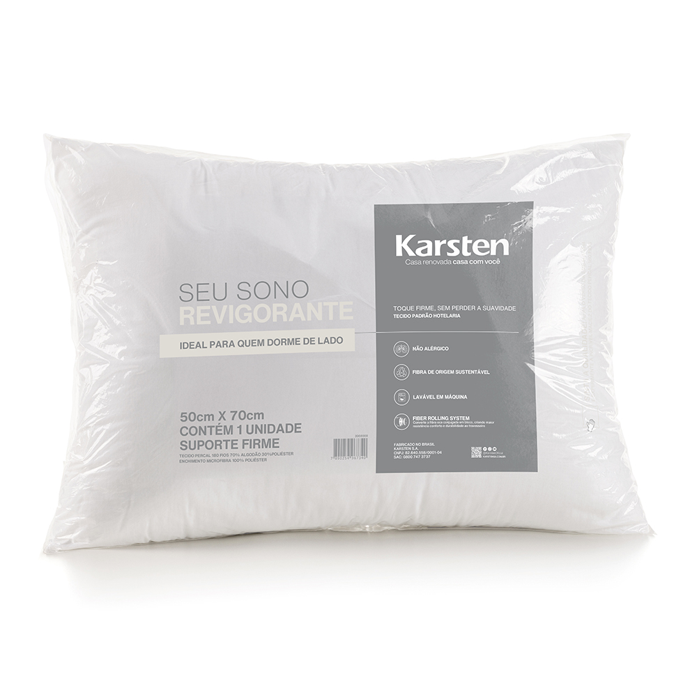  Travesseiro Suporte firme Percal 180 Fios Seu Sono Revigorante