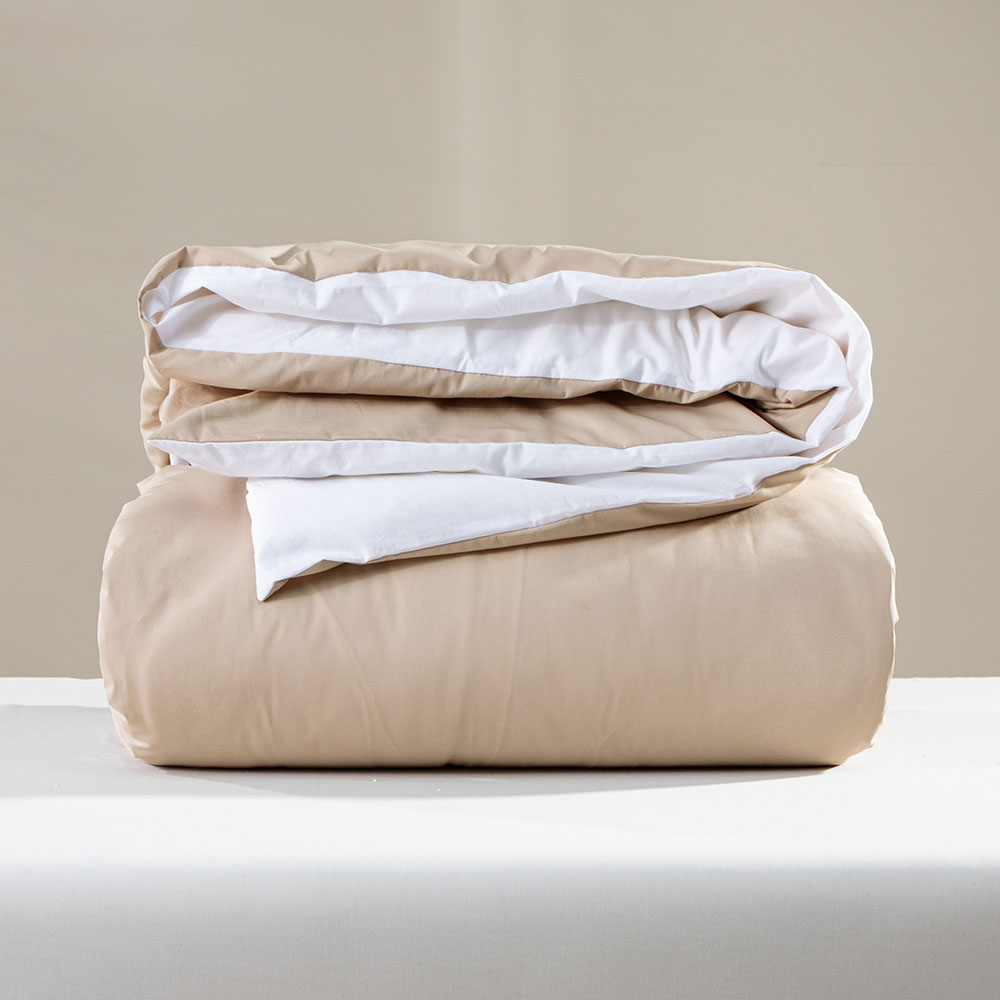 Capa de Edredom Duvet Casal Amassa Menos Duo Branco/Bege Rosé